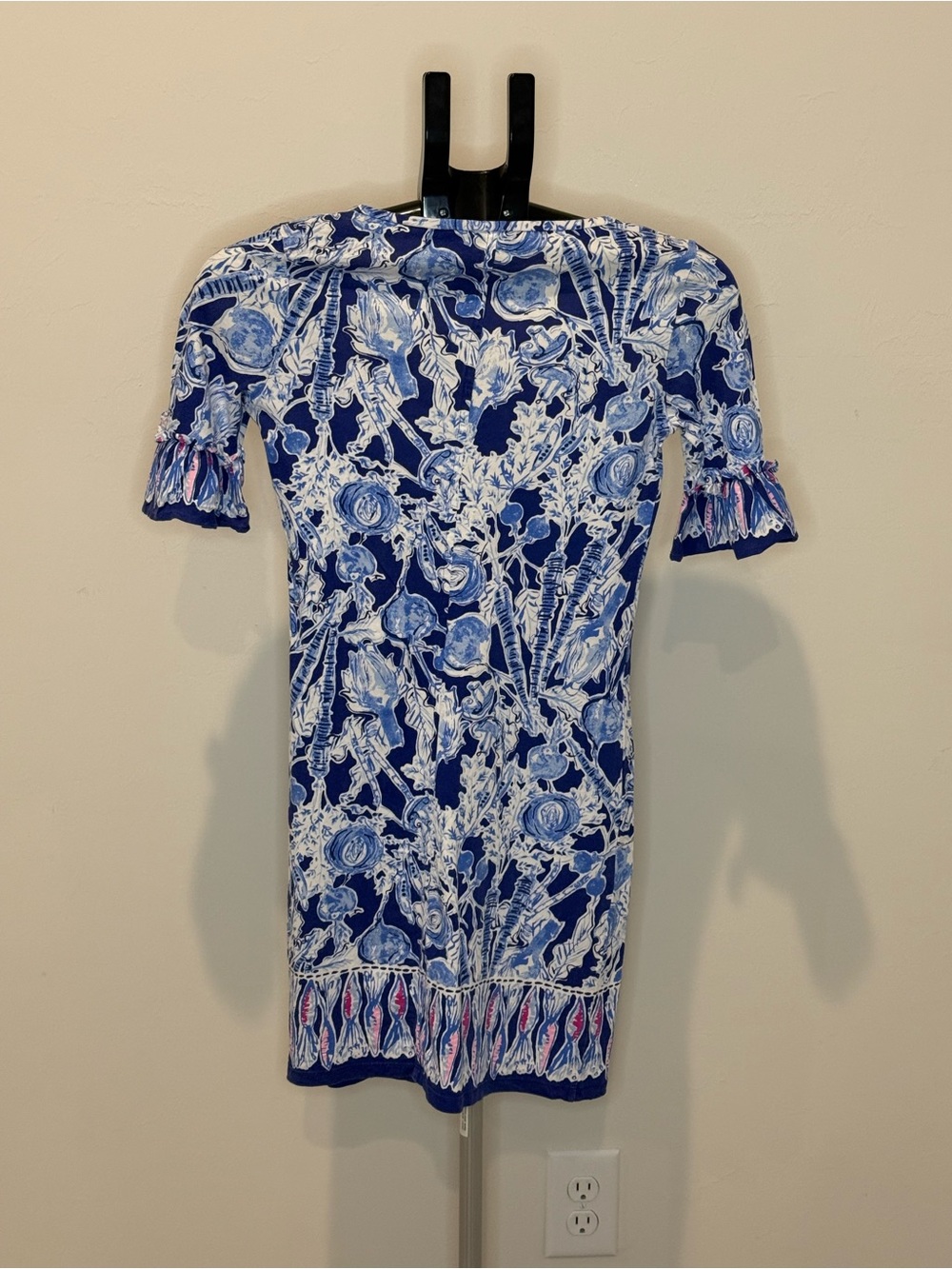 Lilly Pulitzer Blue & White Floral Ruffle Sleeve Shift Dress – XS - Picture 5 of 10